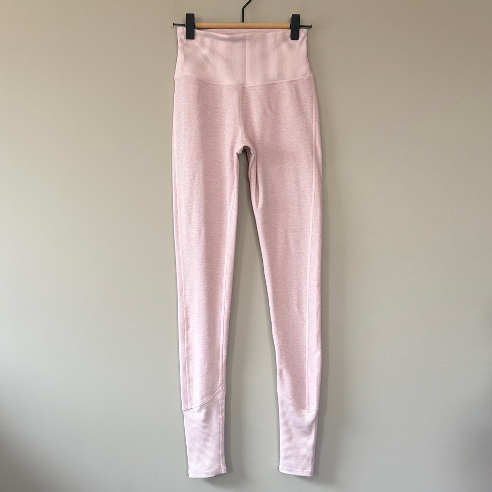 Alo High Waist Alosoft Lounge Leggings Size XXS Heathered Pale‎ Baby Pink